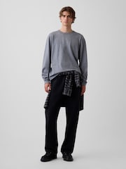 Gap Grey Heavyweight Relaxed Long Sleeve T-Shirt - Image 3 of 4