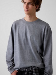 Gap Grey Heavyweight Relaxed Long Sleeve T-Shirt - Image 4 of 4