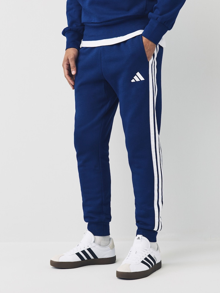 adidas Blue Essentials 3-Stripes Fleece Joggers - Image 1 of 5