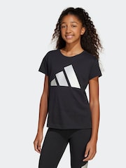 adidas Black Winter Glam Metallic 100% Cotton T-Shirt - Image 1 of 6