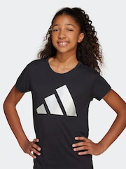adidas Black Winter Glam Metallic 100% Cotton T-Shirt - Image 6 of 6