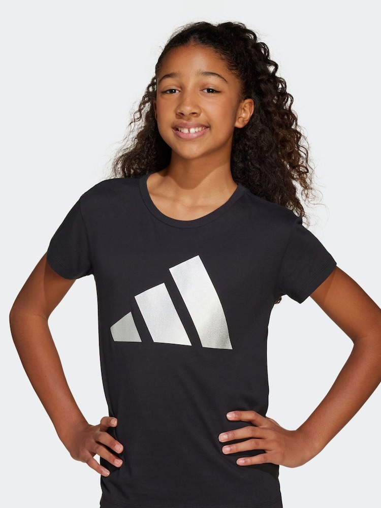 adidas Black Winter Glam Metallic 100% Cotton T-Shirt - Image 6 of 6