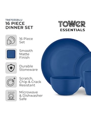 Tower 16 Piece Blue Dinner Set - Image 2 of 8