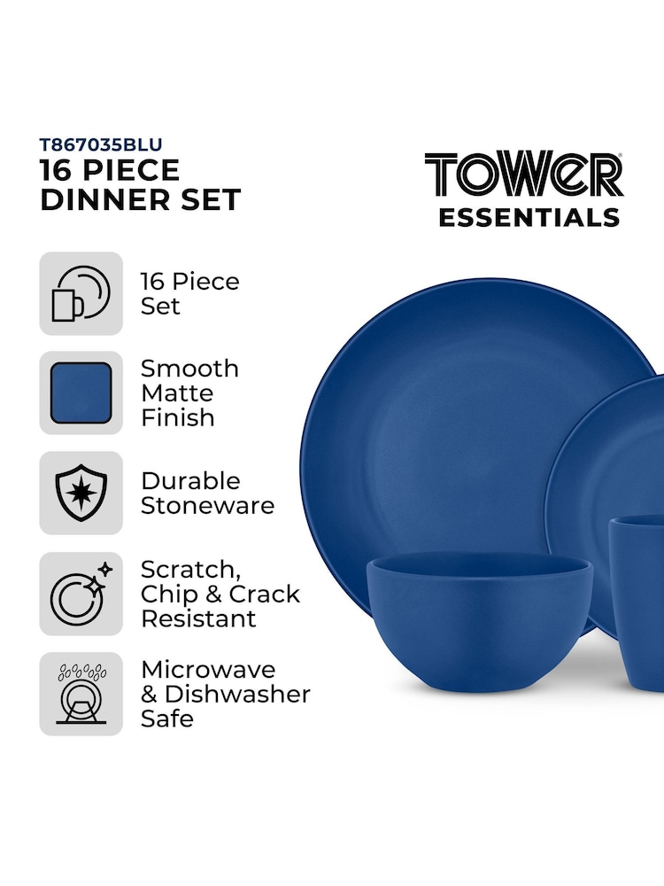 Tower 16 Piece Blue Dinner Set - Image 2 of 8 Tower 16 Piece Blue Dinner Set - Image 2 of 8