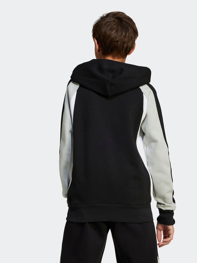 adidas Black Colour Block Fleece Hoodie - Image 2 of 6