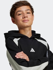 adidas Black Colour Block Fleece Hoodie - Image 4 of 6