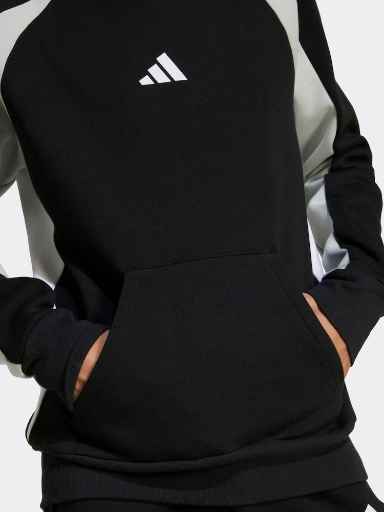 adidas Black Colour Block Fleece Hoodie - Image 5 of 6