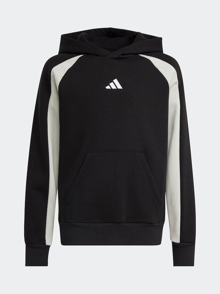 adidas Black Colour Block Fleece Hoodie - Image 6 of 6