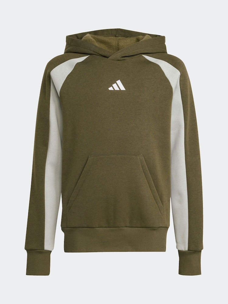 adidas Green Colour Block Fleece Hoodie - Image 4 of 6
