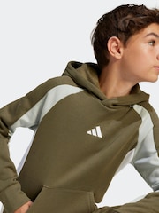 adidas Green Colour Block Fleece Hoodie - Image 5 of 6