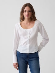 Gap White Poplin Scoop Neck Top - Image 1 of 4