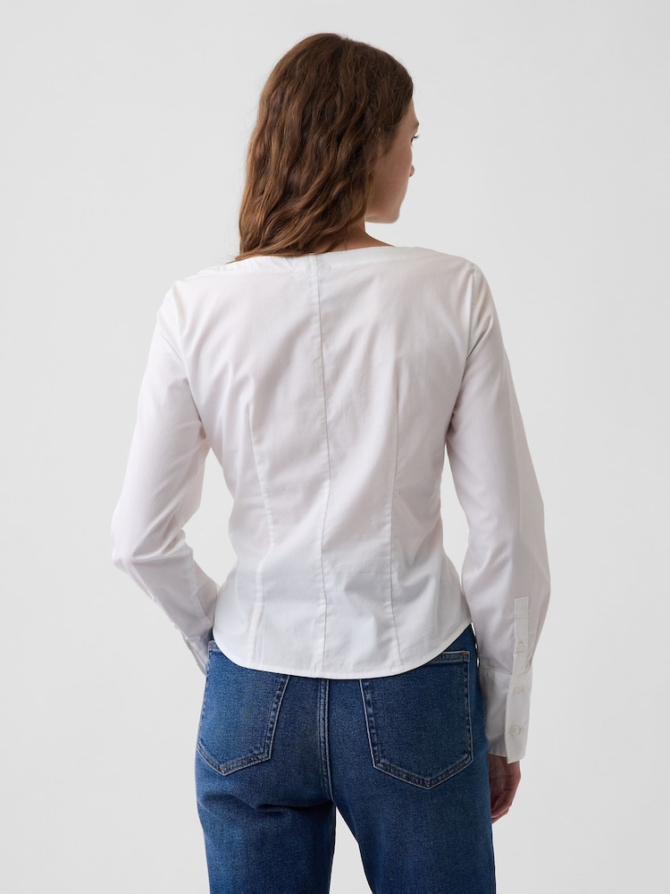 Gap White Poplin Scoop Neck Top - Image 2 of 4 Gap White Poplin Scoop Neck Top - Image 2 of 4
