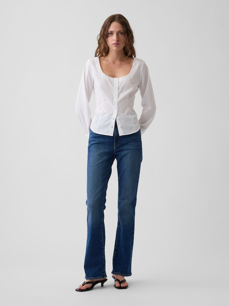 Gap White Poplin Scoop Neck Top - Image 4 of 4 Gap White Poplin Scoop Neck Top - Image 4 of 4