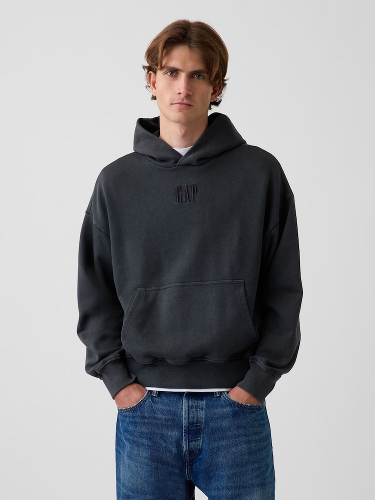 Gap Black Heavyweight Oversized Logo Hoodie - Image 1 of 4 Gap Black Heavyweight Oversized Logo Hoodie - Image 1 of 4