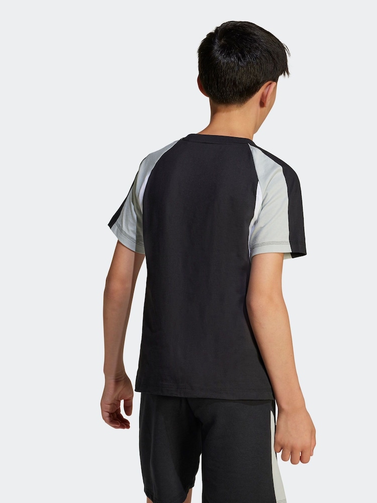 adidas Black Essentials Colourblock 100% Cotton T-Shirt - Image 2 of 5