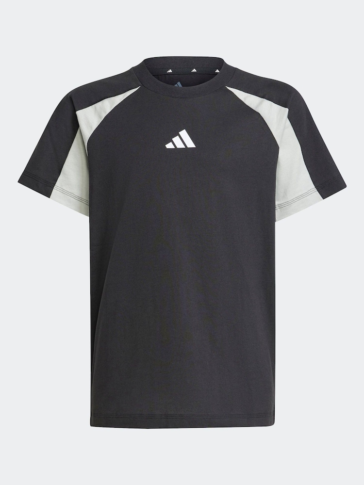 adidas Black Essentials Colourblock 100% Cotton T-Shirt - Image 5 of 5