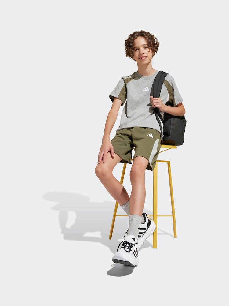 adidas Grey Essentials Colourblock 100% Cotton T-Shirt - Image 1 of 5