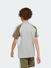 adidas Grey Essentials Colourblock 100% Cotton T-Shirt - Image 2 of 5