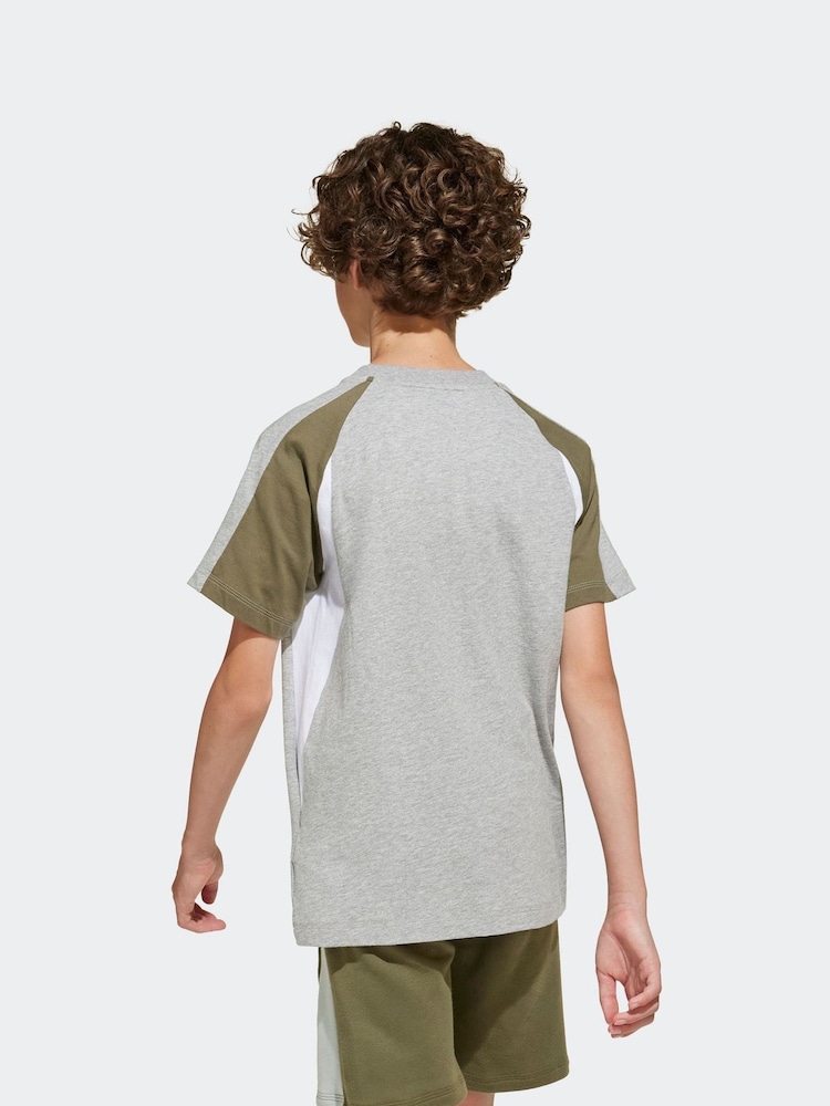 adidas Grey Essentials Colourblock 100% Cotton T-Shirt - Image 2 of 5
