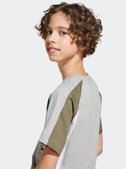 adidas Grey Essentials Colourblock 100% Cotton T-Shirt - Image 3 of 5