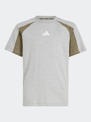 adidas Grey Essentials Colourblock 100% Cotton T-Shirt - Image 5 of 5