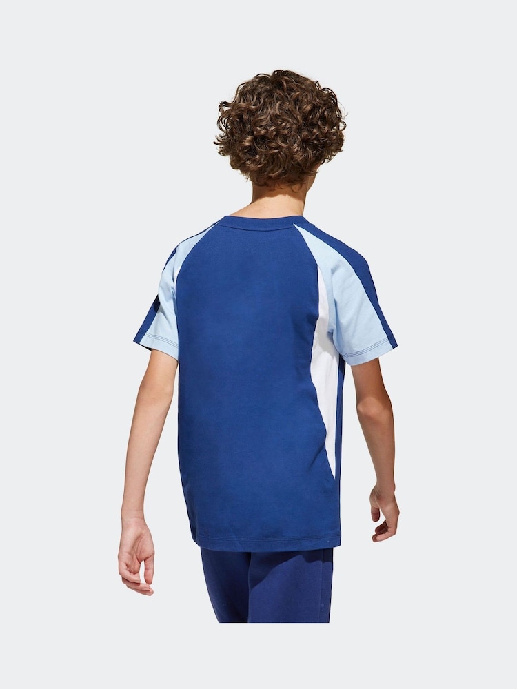 adidas Blue Essentials Colourblock 100% Cotton T-Shirt - Image 2 of 6