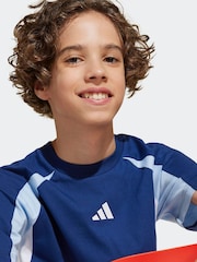 adidas Blue Essentials Colourblock 100% Cotton T-Shirt - Image 4 of 6