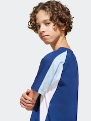 adidas Blue Essentials Colourblock 100% Cotton T-Shirt - Image 5 of 6