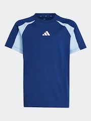adidas Blue Essentials Colourblock 100% Cotton T-Shirt - Image 6 of 6
