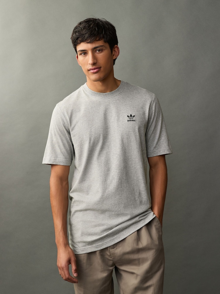 adidas Originals Grey Trefoil Essentials 100% Cotton T-Shirt - Image 1 of 10