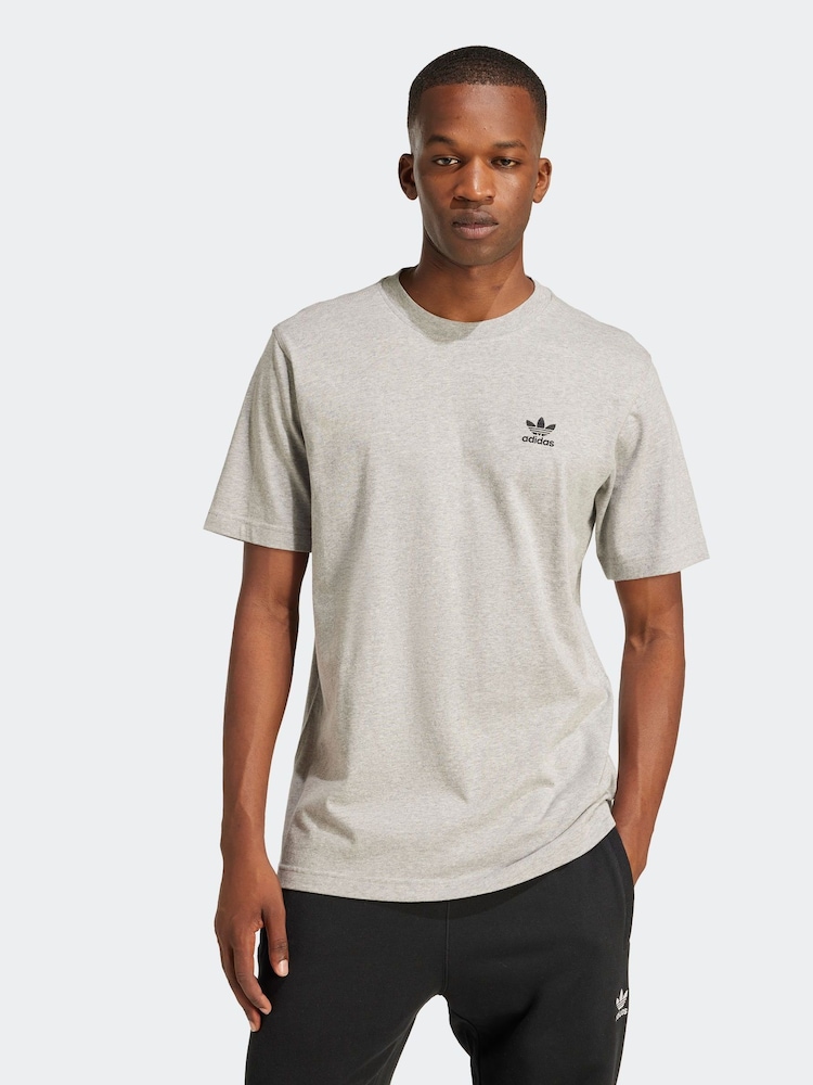 adidas Originals Grey Trefoil Essentials 100% Cotton T-Shirt - Image 5 of 10