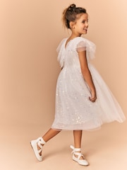 Ivory Glitter Tie Ballerina Occasion Shoes - Image 3 of 8