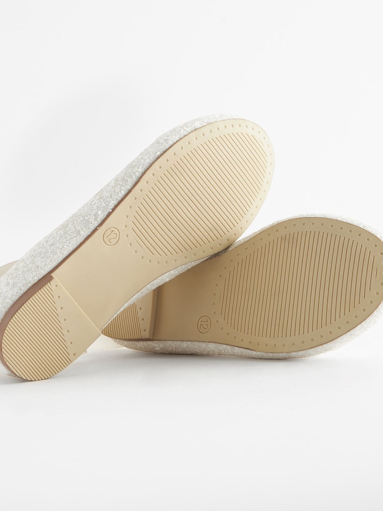 Ivory Glitter Tie Ballerina Occasion Shoes - Image 7 of 8