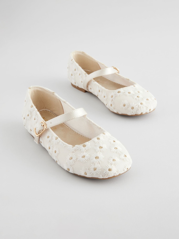 Cream Embroidered Mary Jane Occasion Shoes - Image 1 of 5