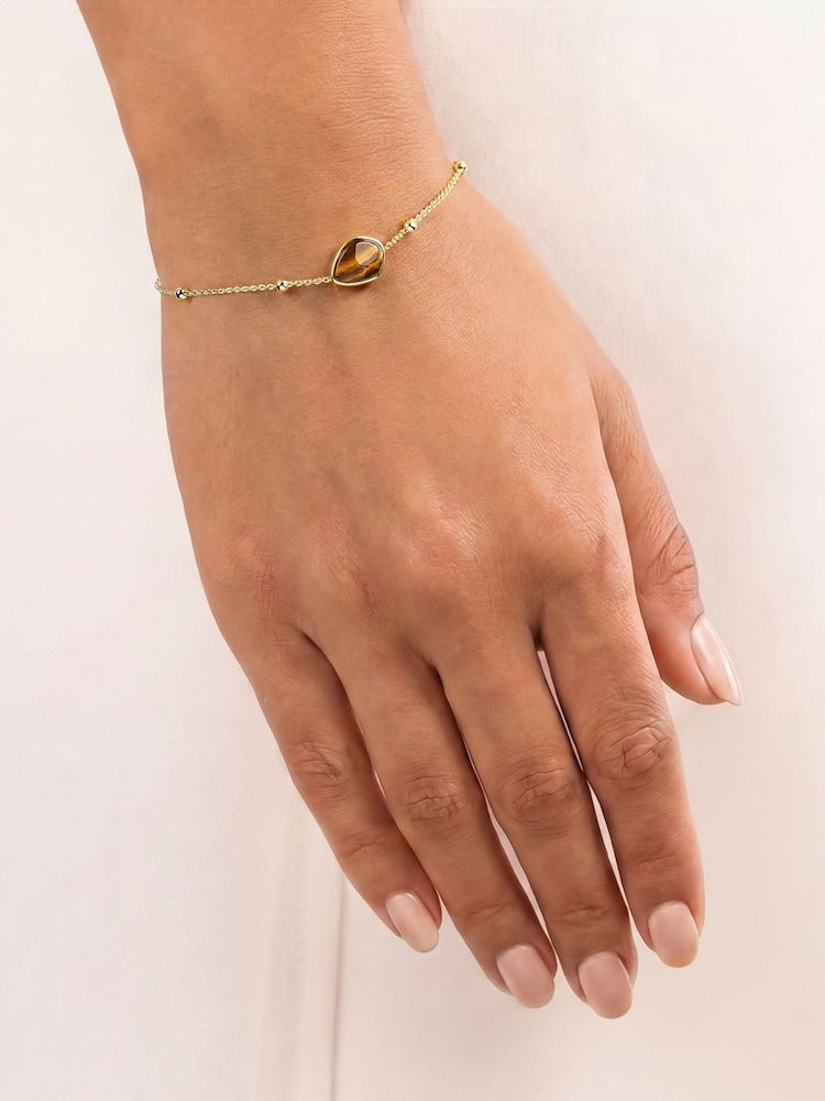 Peers Hardy Gold Tone Radley 18ct Plated Tigers Eye Friendship Bracelet - Image 1 of 4 Peers Hardy Gold Tone Radley 18ct Plated Tigers Eye Friendship Bracelet - Image 1 of 4