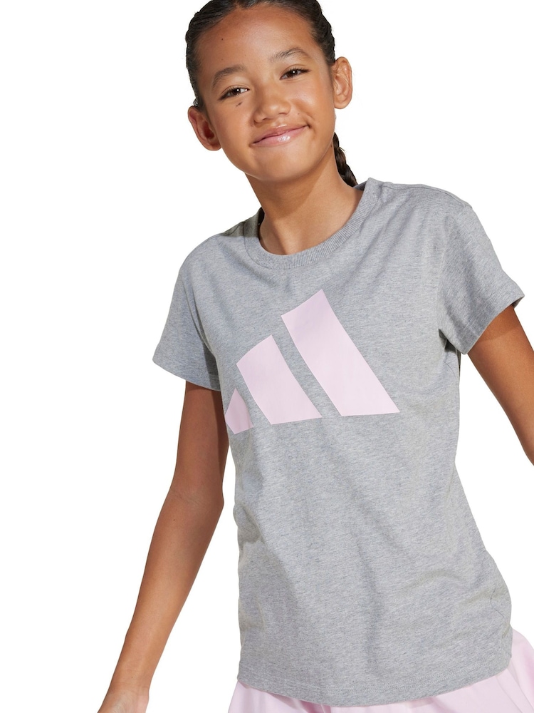 adidas Grey Big Logo 100% Cotton T-Shirt - Image 4 of 6