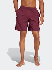 adidas Red Solid CLX Classic-Length Swim Shorts - Image 1 of 6