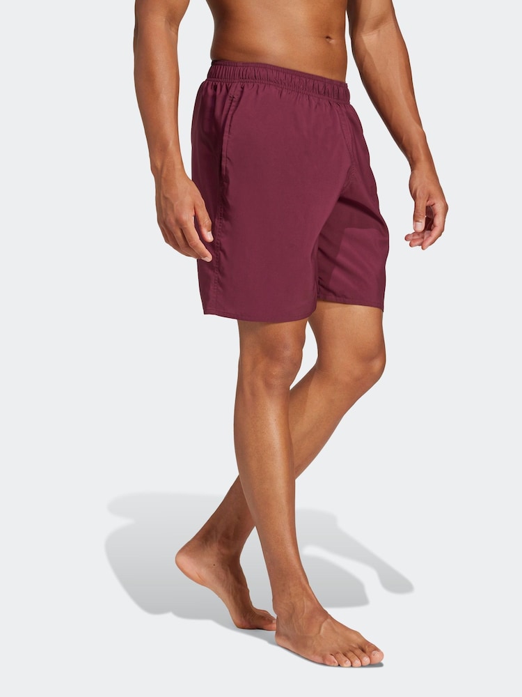 adidas Red Solid CLX Classic-Length Swim Shorts - Image 3 of 6