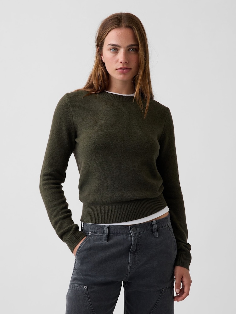 Gap Green CashSoft Crew Jumper - Image 1 of 4 Gap Green CashSoft Crew Jumper - Image 1 of 4