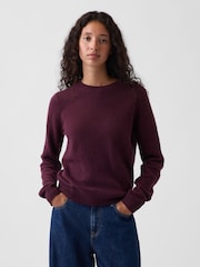 Gap Burgundy Red CashSoft Crew Jumper - Image 1 of 4