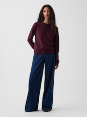 Gap Burgundy Red CashSoft Crew Jumper - Image 3 of 4