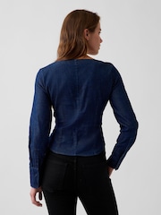 Gap Dark Wash Denim Scoop Neck Top - Image 2 of 4