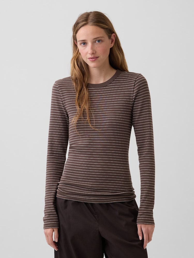 Bande brune - T-shirt Gap modern Manche longue - Image 1 de 4 Bande brune - T-shirt Gap modern Manche longue - Image 1 de 4