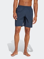 adidas Blue Solid CLX Classic-Length Swim Shorts - Image 1 of 6