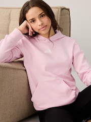 adidas Pink Small Logo Fleece Hoodie - Image 1 of 2