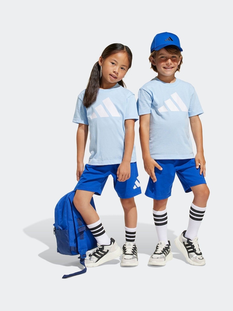 Azul - Conjunto de top y pantalones cortos de algodón 100% de adidas - Imagen 1 de 9