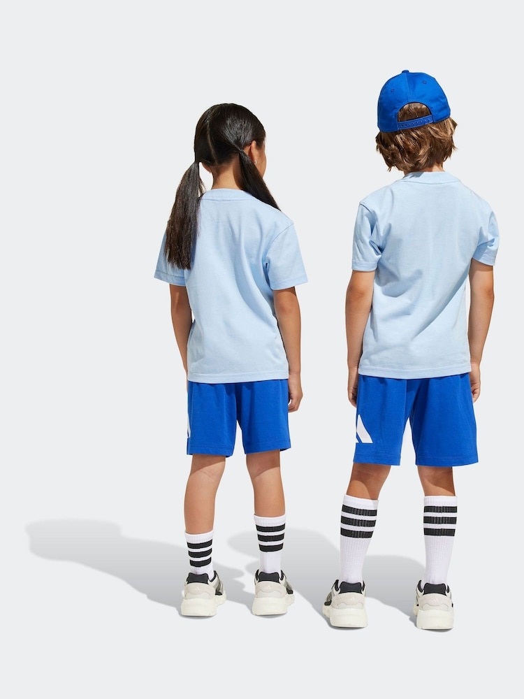 adidas Blue 100% Cotton Top & Shorts Set - Image 6 of 9