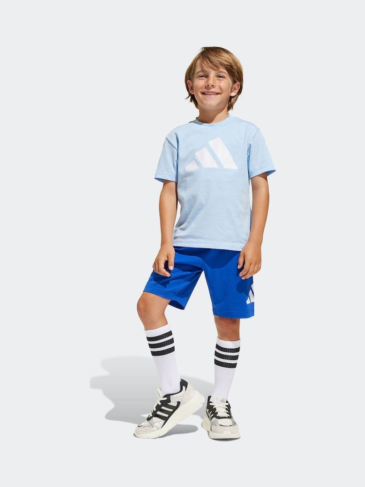 adidas Blue 100% Cotton Top & Shorts Set - Image 7 of 9