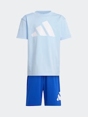 Azul - Conjunto de top y pantalones cortos de algodón 100% de adidas - Imagen 8 de 9