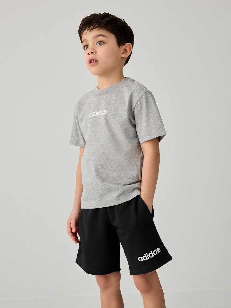 adidas Grey 100% Cotton T-Shirt And Shorts Set - Image 1 of 8